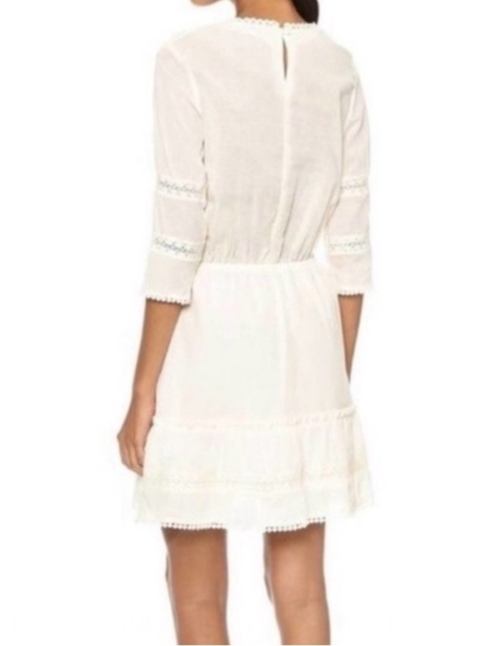 Anine Bing Cream Linen-Blend Lace Detail Mini Dress - Size S - Picture 2 of 14